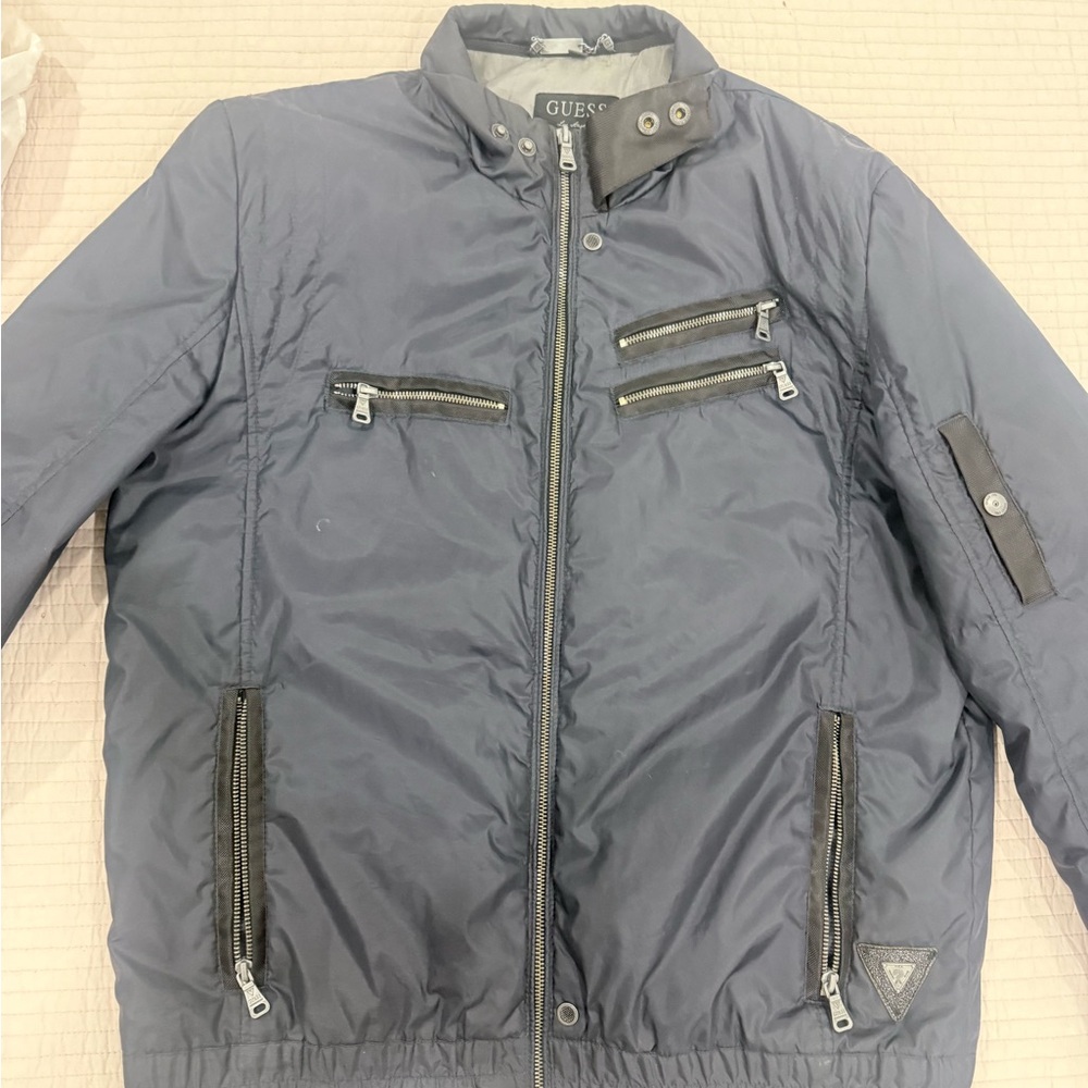 GUESS Men's Blue Windbreaker Jacket